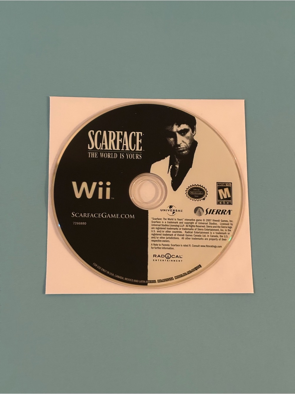 Scarface: The world is yours for Nintendo Wii. Disc only